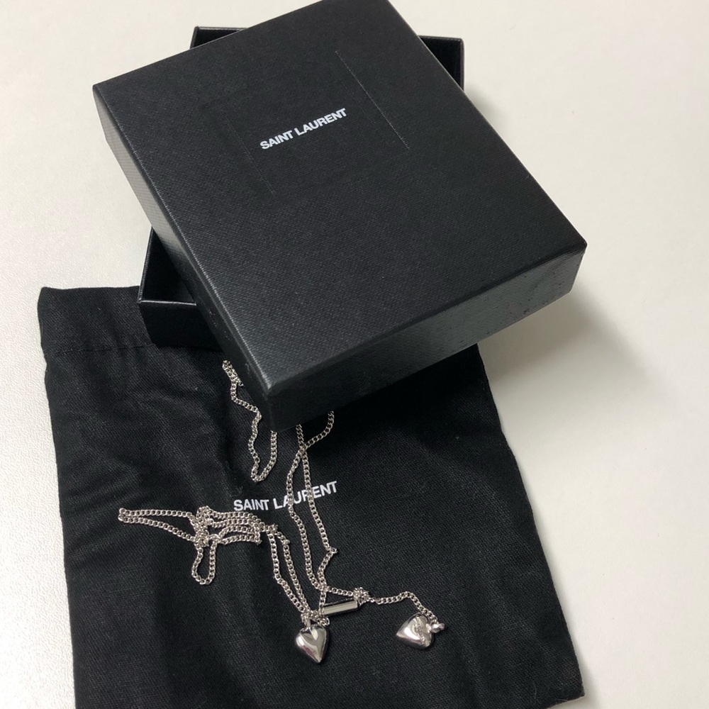 Saint Laurent DOUBLE HEART CHARM SLIDING NECKLACE